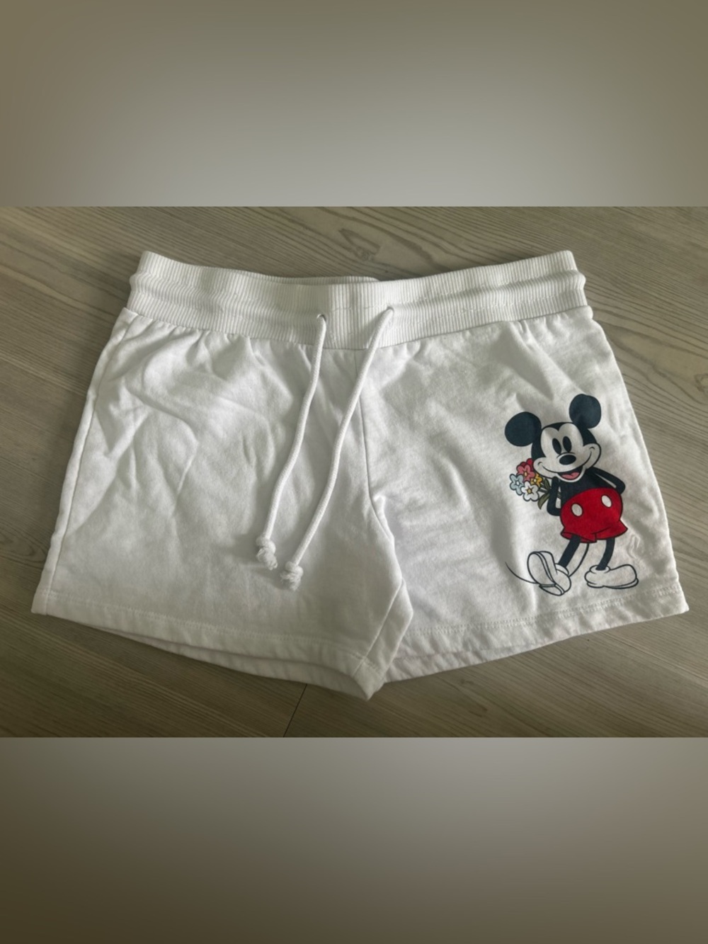 Disney White Girls Shorts with Mickey Mouse Print